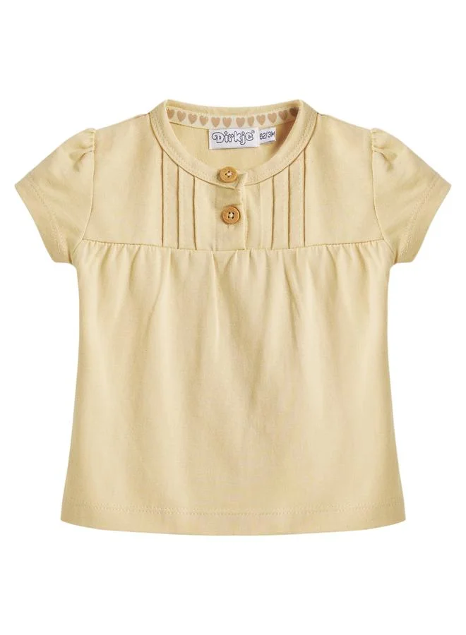 Dirkje Girls Beige Cotton Top and Printed Shorts Set